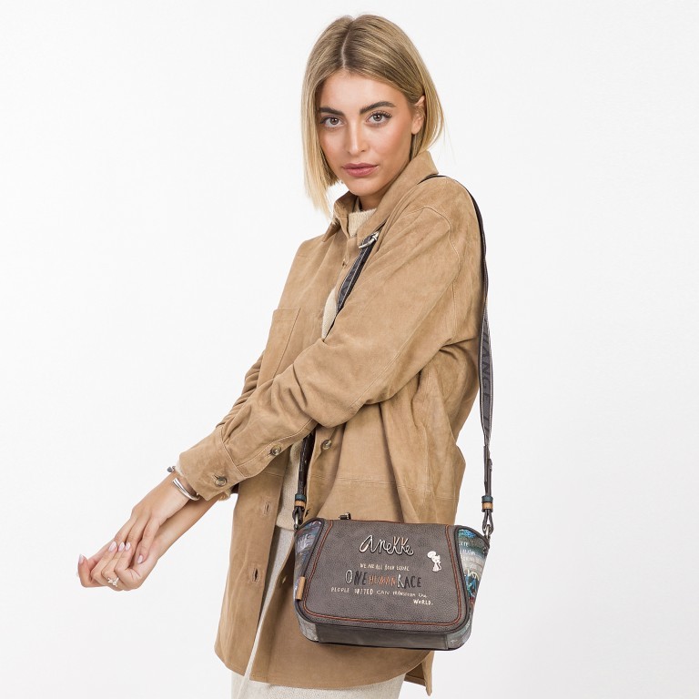 Umhängetasche Voice Respect Printed Shoulder Bag Blau, Farbe: blau/petrol, Marke: Anekke, EAN: 8434172056329, Abmessungen in cm: 22x15x10, Bild 6 von 9