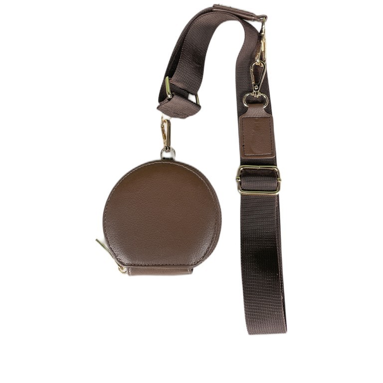 Schulterriemen Goldkarabiner mit angehängter Börse Dunkelbraun, Farbe: braun, Marke: Hausfelder Manufaktur, EAN: 4065646012004, Bild 1 von 1
