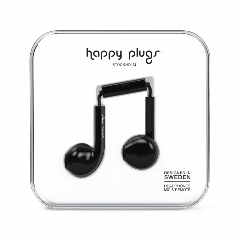 Kopfhörer Earbud Plus Black, Farbe: schwarz, Marke: Happy Plugs, Bild 1 von 1
