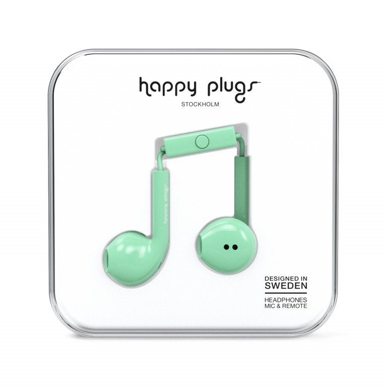 Kopfhörer Earbud Plus Mint, Farbe: grün/oliv, Marke: Happy Plugs, Bild 1 von 1