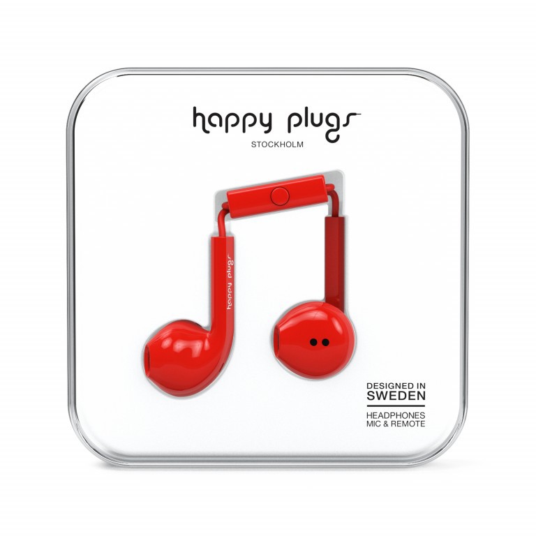 Kopfhörer Earbud Plus Red, Farbe: rot/weinrot, Marke: Happy Plugs, Bild 1 von 1