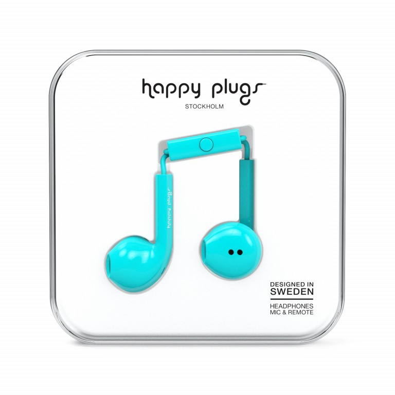 Kopfhörer Earbud Plus Turquoise, Farbe: grün/oliv, Marke: Happy Plugs, Bild 1 von 1