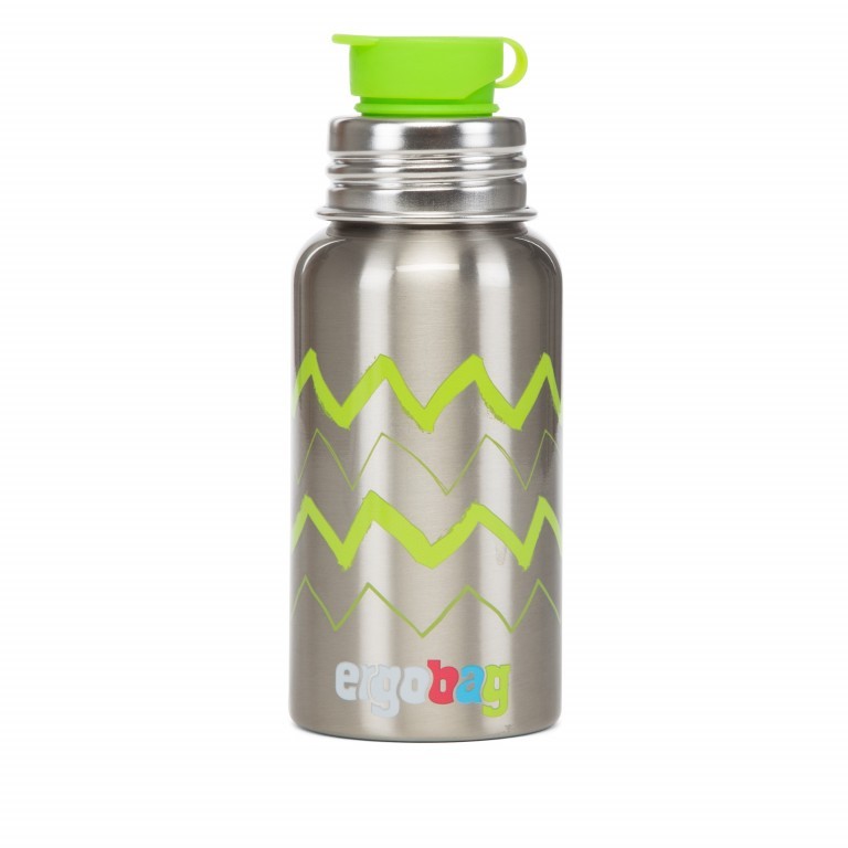 Trinkflasche Pura Edelstahl Zickzack, Farbe: grün/oliv, Marke: Ergobag, EAN: 4057081015351, Bild 1 von 1