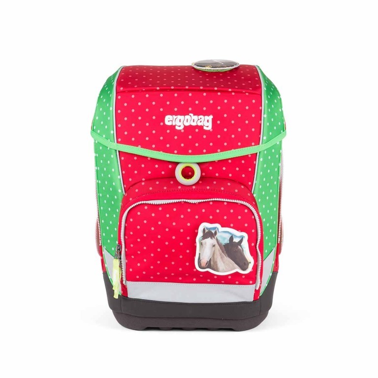 Schulranzen Cubo Set 5-teilig GaloppBär, Farbe: grün/oliv, rot/weinrot, Marke: Ergobag, EAN: 4260389766997, Abmessungen in cm: 25x40x20, Bild 2 von 5