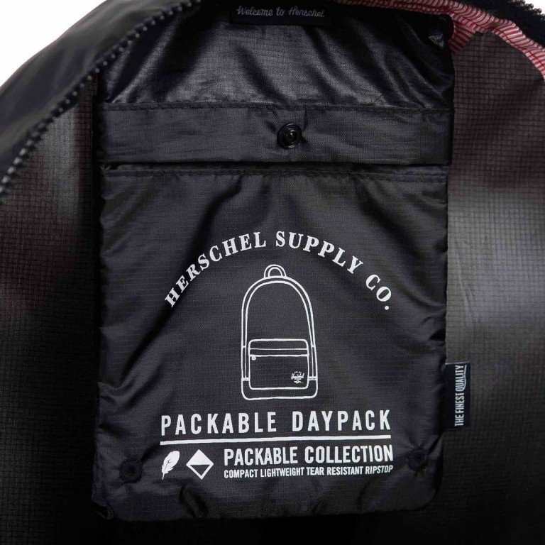 Rucksack Packable Daypack Black, Farbe: schwarz, Marke: Herschel, EAN: 0828432012107, Abmessungen in cm: 32x45x14, Bild 5 von 5