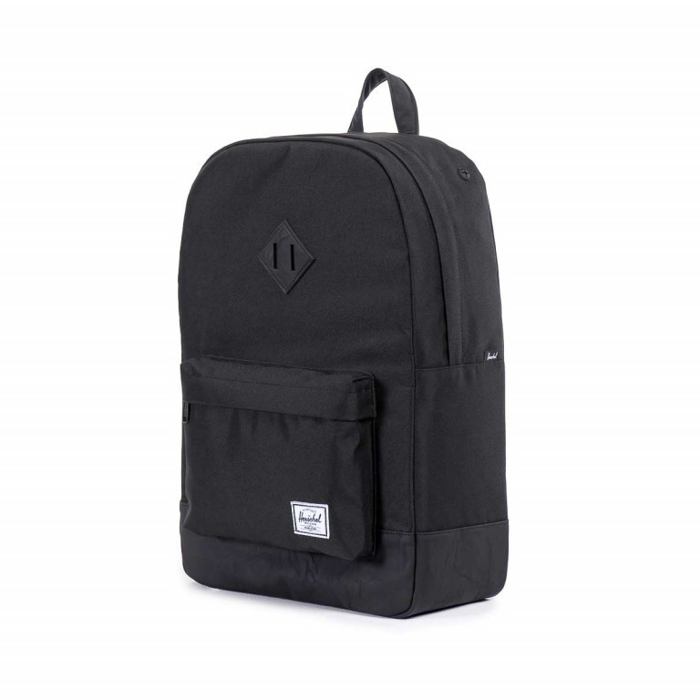 Rucksack Heritage einfarbig Volumen 19 Liter Black, Farbe: schwarz, Marke: Herschel, EAN: 0828432043200, Abmessungen in cm: 30x46x14, Bild 3 von 4