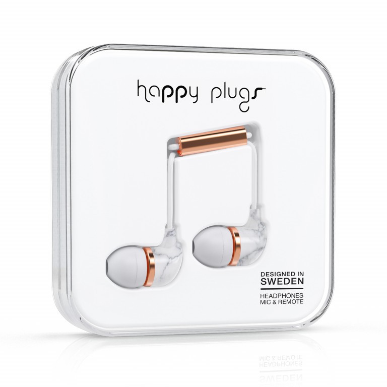 Kopfhörer In-Ear Unik Edition White Carrara Marble, Farbe: grau, weiß, Marke: Happy Plugs, Bild 1 von 1