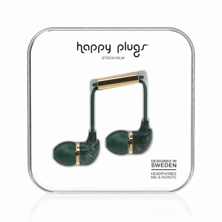 Kopfhörer In-Ear Unik Edition Jade Green Marble, Farbe: grün/oliv, Marke: Happy Plugs, Bild 1 von 1