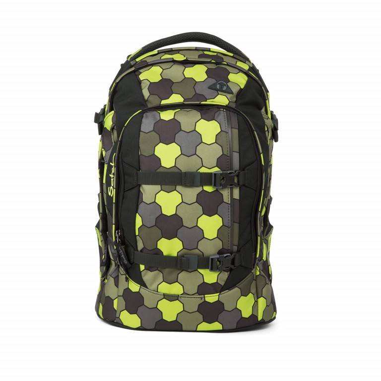 Rucksack Pack Jungle Flow Grün Schwarz-Weiß Punkte, Farbe: anthrazit, gelb, Marke: Satch, EAN: 4057081012473, Abmessungen in cm: 30x45x22, Bild 1 von 14