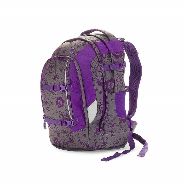 Rucksack Pack Lila Grau Floral Bloomy Baby, Farbe: flieder/lila, Marke: Satch, EAN: 4057081001446, Abmessungen in cm: 30x45x22, Bild 2 von 13