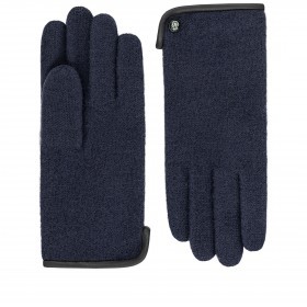 Handschuhe Damen Wolle Leder-Paspel Größe 7,5 Navy