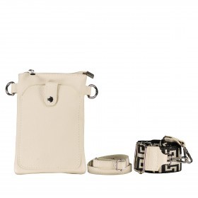 Umhängetasche / Handytasche mit austauschbaren Riemen und Silberfittings Beige