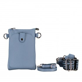 Umhängetasche / Handytasche mit austauschbaren Riemen und Silberfittings Hellblau