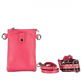 Umhängetasche / Handytasche mit austauschbaren Riemen und Silberfittings Pink