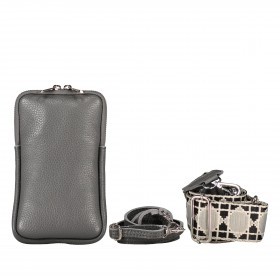 Umhängetasche / Handytasche mit austauschbaren Riemen und Silberfittings Anthra