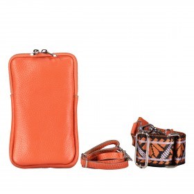 Umhängetasche / Handytasche mit austauschbaren Riemen und Silberfittings Orange