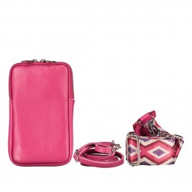Umhängetasche / Handytasche mit austauschbaren Riemen und Silberfittings Fuchsia