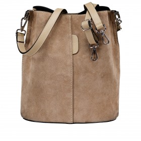 Beuteltasche Velours mit zwei Riemen Beige