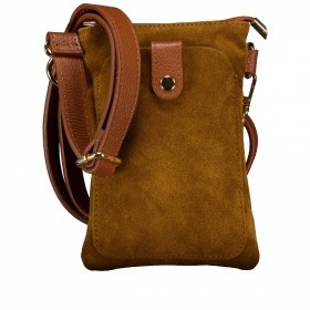 Umhängetasche / Handytasche Velours mit Goldfittings Hellbraun