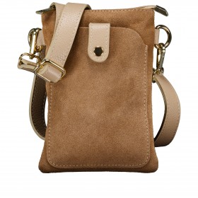 Umhängetasche / Handytasche Velours mit Goldfittings Beige