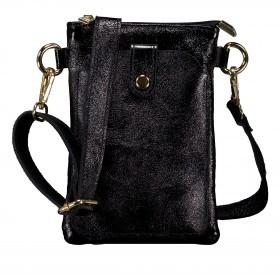 Umhängetasche / Handytasche Laminato mit Goldfittings Schwarz