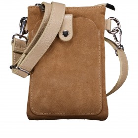 Umhängetasche / Handytasche Velours mit Silberfittings Beige
