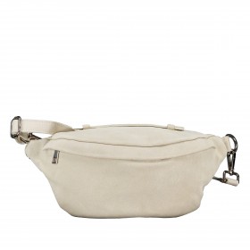 Gürteltasche / Umhängetasche Velours mit Silberfittings Ecru