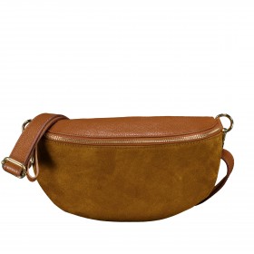 Gürteltasche Velours mit Goldfittings Hellbraun