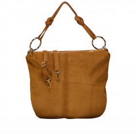 Beuteltasche Velours mit Goldfittings Cognac