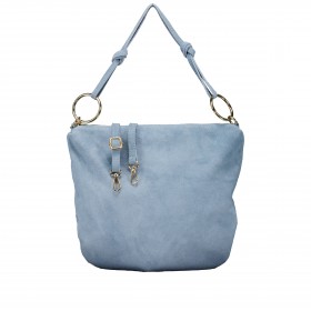 Beuteltasche Velours mit Goldfittings Hellblau