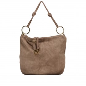 Beuteltasche Velours mit Goldfittings Taupe