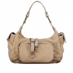 Beuteltasche Velours mit Goldfittings Beige