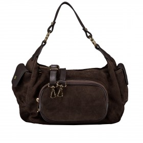 Beuteltasche Velours mit Goldfittings Dunkelbraun