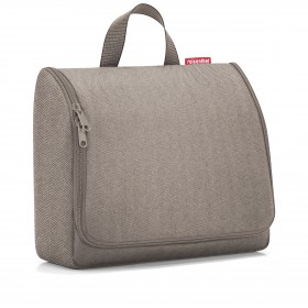 Kulturbeutel Toiletbag XL zum Aufhängen HELLBRAUN/Herringbone Mokka