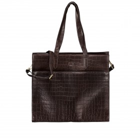 Shopper Kroko mit Laptopfach 15 Zoll Dark Brown