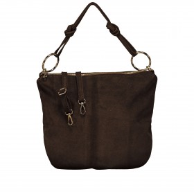 Beuteltasche Velours mit Goldfittings Dunkelbraun