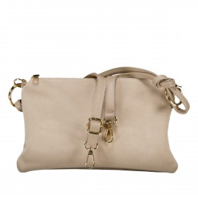 Umhängetasche Velours mit Goldfittings Beige