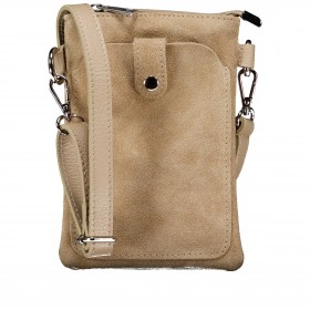 Umhängetasche / Handytasche Velours mit Silberfittings Beige