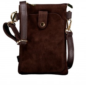 Umhängetasche / Handytasche Velours mit Goldfittings Dunkelbraun
