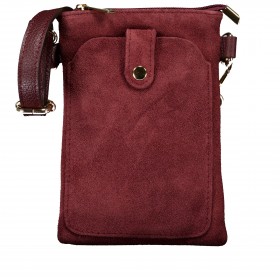 Umhängetasche / Handytasche Velours mit Goldfittings Weinrot