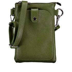 Umhängetasche / Handytasche mit Silberfittings Oliv