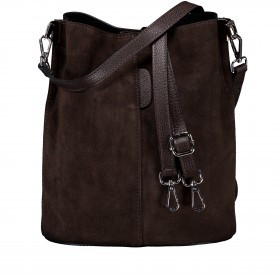 Beuteltasche Velours mit zwei Riemen Dunkelbraun