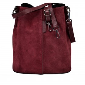 Beuteltasche Velours mit zwei Riemen Weinrot