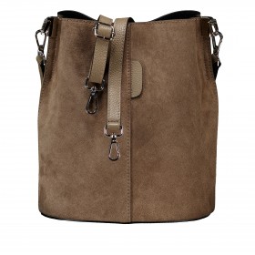 Beuteltasche Velours mit zwei Riemen Taupe