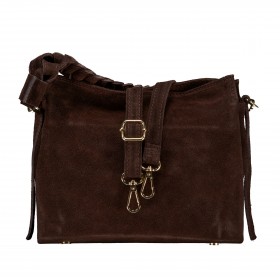 Umhängetasche Velours Dunkelbraun