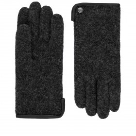 Handschuhe Damen Wolle Leder-Paspel Größe 7,5 Anthracite