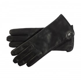 Handschuhe Damen Leder mit Ziernaht 8 Black