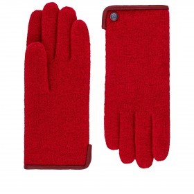 Handschuhe Damen Wolle Leder-Paspel Größe 7,5 Red