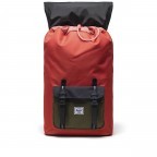 Rucksack Little America Rubber Straps Volumen 23 Liter Chili-Black-Ivy Green-Storm, Farbe: orange, Marke: Herschel, EAN: 0828432560448, Abmessungen in cm: 28x50x17, Bild 5 von 5