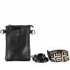 Umhängetasche / Handytasche mit austauschbaren Riemen und Goldfittings Schwarz, Farbe: schwarz, Marke: Hausfelder Manufaktur, EAN: 4065646013964, Abmessungen in cm: 14.5x20.5x1, Bild 1 von 6